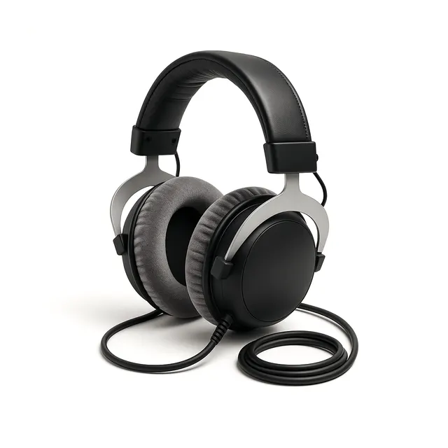 Closed back studio monitoring headphones with a coiled cable